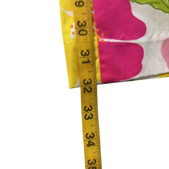 Lilly Pulitzer Floral Print Stretch Pants Size 10 Pink Yellow Cotton Blend - Picture 10 of 14